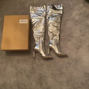 Steve Madden Epic Silver Over the Knee Boots